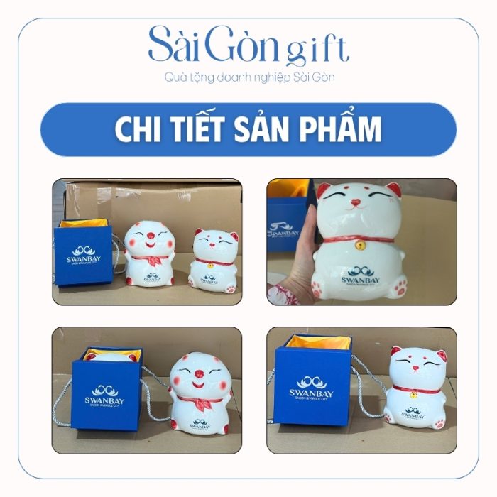 Heo Đất Tiết Kiệm 2 Kiểu Dáng Màu Trắng Phối Đỏ In Logo Quà Tặng Nhân Viên SG-HD13