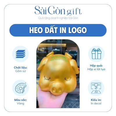 Các thông tin heo đất in logo thương hiệu