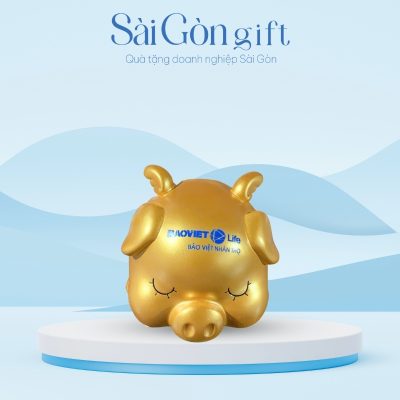 Heo Đất Cánh Tiên Nhũ Vàng In Logo Quà Tặng Ngân Hàng SG-HD04