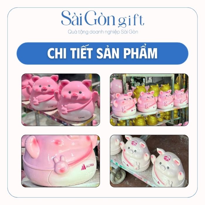 Chi tiết các màu và logo in decal nổi bật trên heo đất