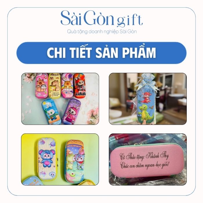 Các màu hộp bút và logo in phía sau hộp