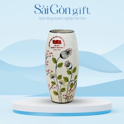 Lọ Hoa Vẽ Tay In Logo Quà Tặng Đại Hội SG-LH10