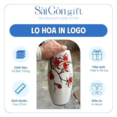 Thông tin chi tiết lọ hoa vẽ tay in logo