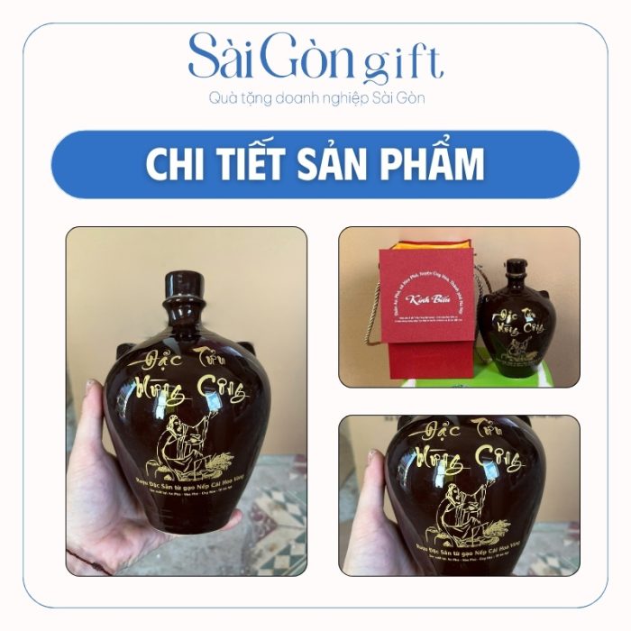 Chi tiết logo trên nậm rượu kèm hộp quà lót lụa sang trọng