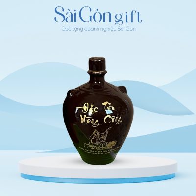 Nậm Rượu Bát Tràng Dáng Chum Có Tai In Logo Quà Tặng Đối Tác SG-CR03