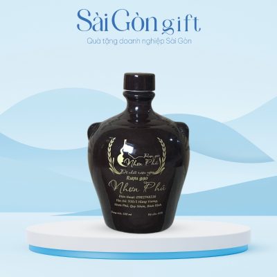 Nậm Rượu Bát Tràng Dáng Chum Có Tai In Logo Quà Tặng Khách Hàng SG-CR01