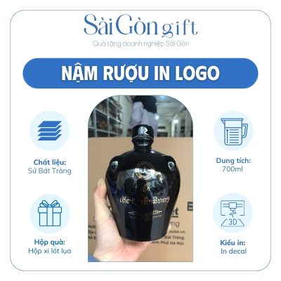 Đặc điểm nậm rượu dáng chum có tai in logo