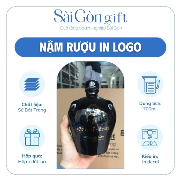 Đặc điểm nậm rượu dáng chum có tai in logo