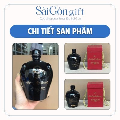 Chi tiết nậm rượu dáng chum có tai in logo