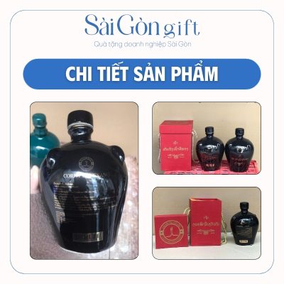Chi tiết nậm rượu dáng chum có tai in logo