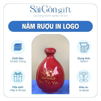 Đặc điểm nậm rượu dáng chum in logo