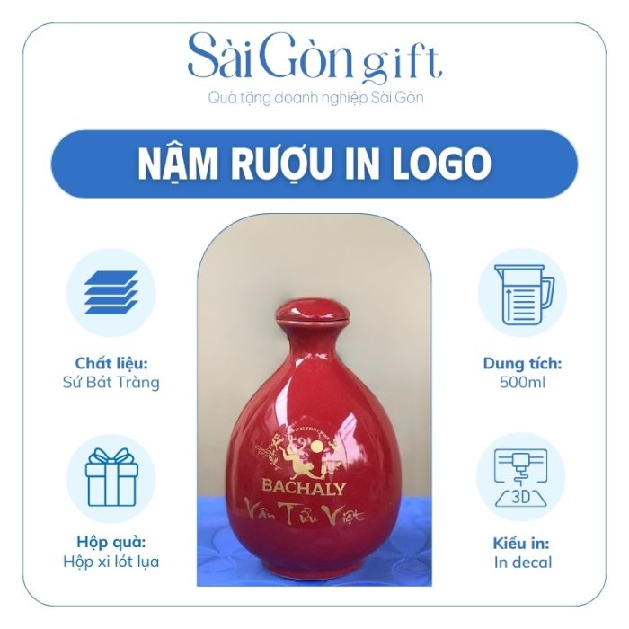 Đặc điểm nậm rượu dáng chum in logo