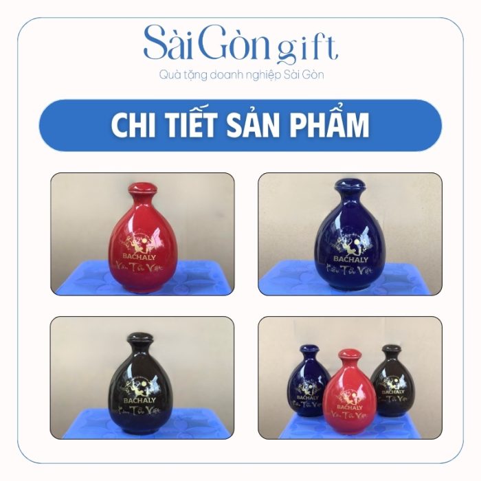 Chi tiết các màu và logo in decal trên mặt nậm rượu
