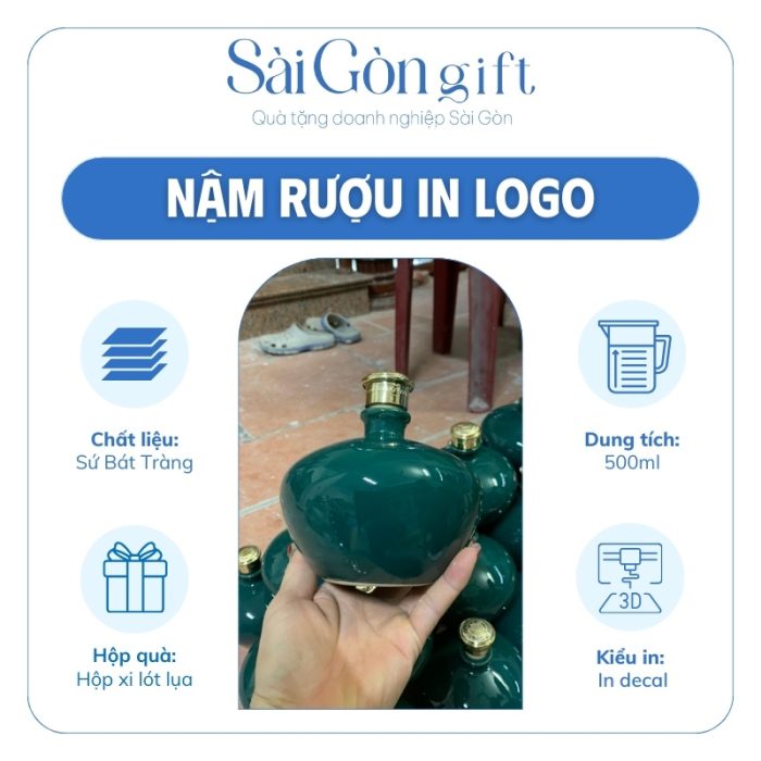 Thông số nổi bật nậm rượu dáng chum lùn in logo
