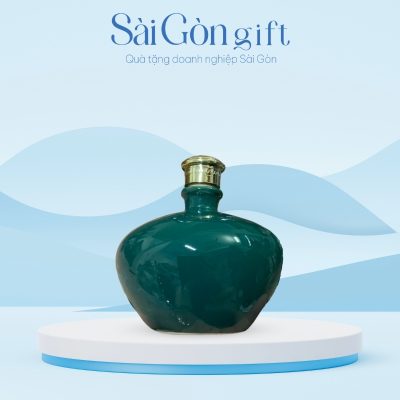 Nậm Rượu Bát Tràng Dáng Chum Lùn In Logo Quà Tặng Nhân Viên SG-CR22