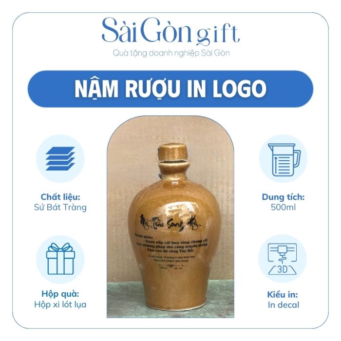 Đặc điểm nậm rượu Bát Tràng dáng trứng in logo