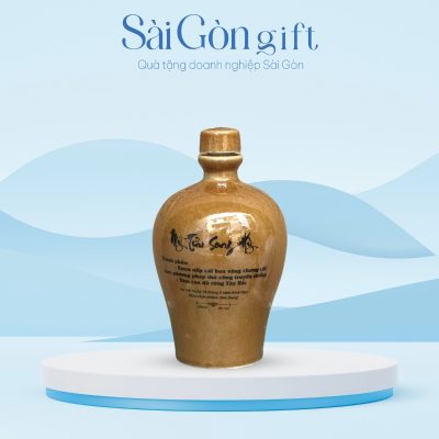 Nậm Rượu Bát Tràng Dáng Trứng Cổ Thấp In Logo Quà Tặng Kỷ Niệm SG-CR07