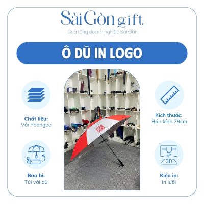 đặc điểm Ô Cán Thẳng 2 Tầng Phối Đỏ Trắng In Logo Quà Tặng Khách Hàng SG-OD13