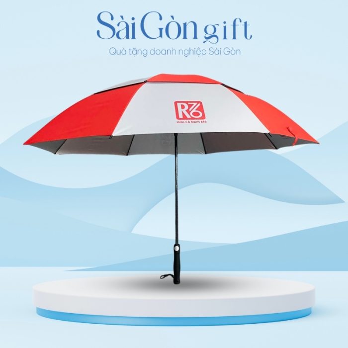 Ô Cán Thẳng 2 Tầng Phối Đỏ Trắng In Logo Quà Tặng Khách Hàng SG-OD13
