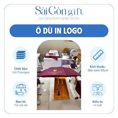 đặc điểm Dù Gấp 3 Tự Động 1 Chiều Màu Đỏ Đậm In Logo Quà Tặng Khách Hàng SG-OD16