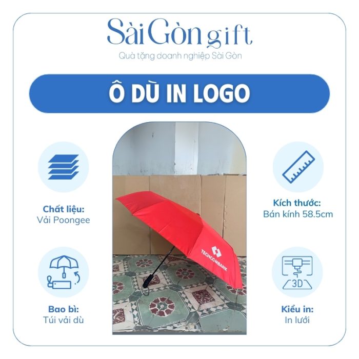 đặc điểm Ô Gấp 3 Tự Động 2 Chiều In Logo Quà Tặng Ngân Hàng SG-OD05