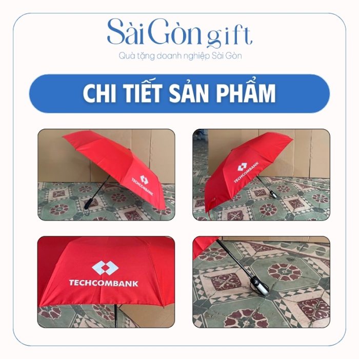 chi tiết Ô Gấp 3 Tự Động 2 Chiều In Logo Quà Tặng Ngân Hàng SG-OD05