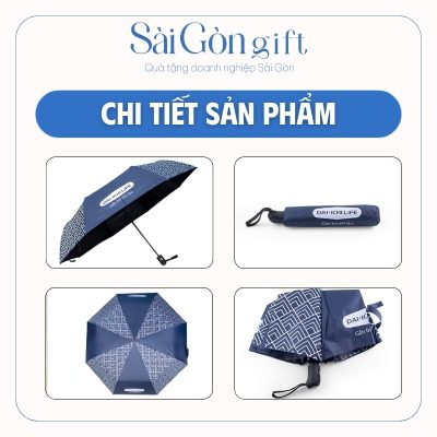 Các mặt của dù và logo in trên sản phẩm