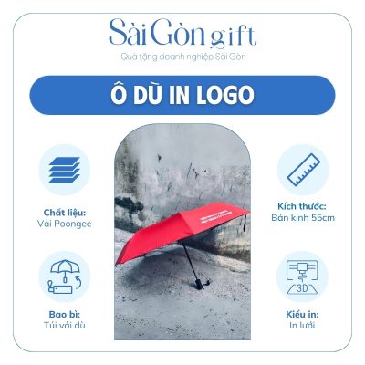 Đặc điểm Dù Gấp 3 Tự Động 2 Chiều Màu Đỏ In Logo Quà Tặng Kỷ Niệm SG-OD15