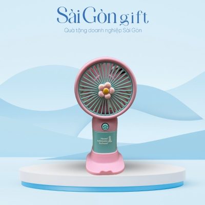 Quạt Cầm Tay Tích Điện Kèm Đế In Logo Quà Tặng Giáo Dục SG-QD03
