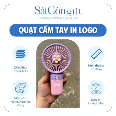 đặc điểm Quạt Cầm Tay Tích Điện Kèm Đế In Logo Quà Tặng Giáo Dục SG-QD03