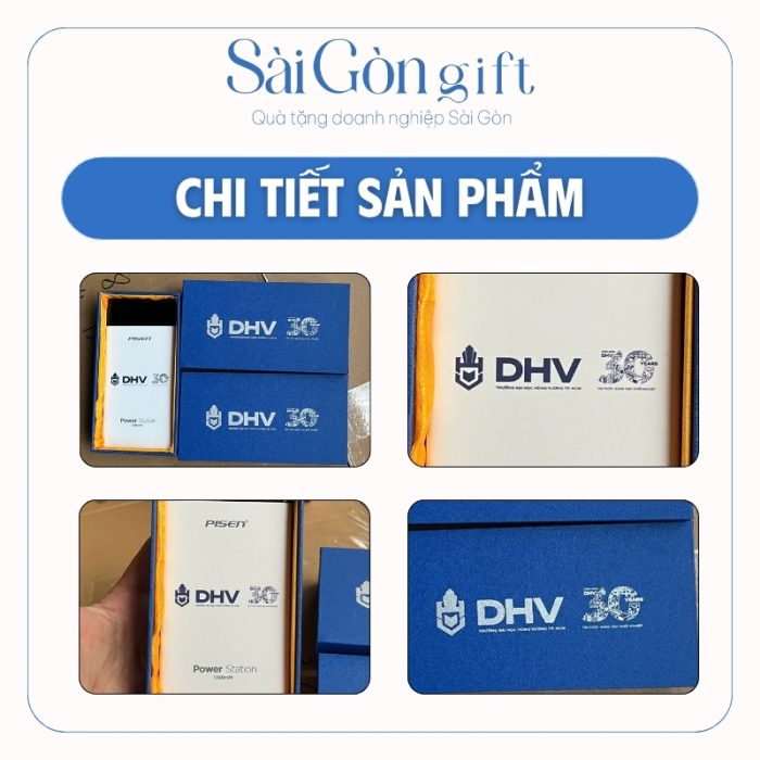 Sạc Dự Phòng Thương Hiệu PISEN Màu Trắng Phối Đen In Logo Quà Tặng Giáo Dục SG-SDP05