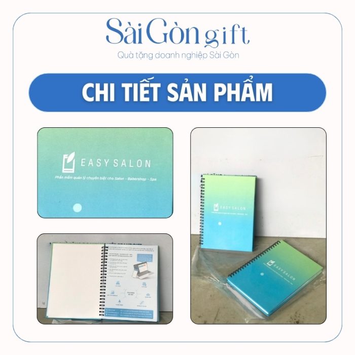 Hình ảnh chi tiết logo và mặt trong của sổ tay