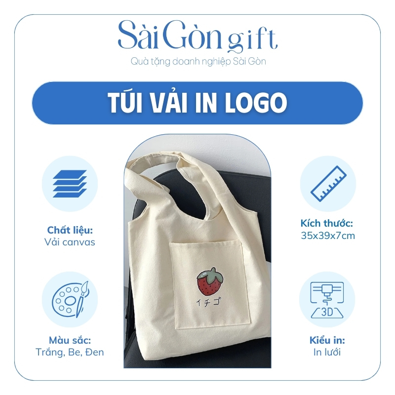 đặc điểm Túi Canvas 2 Ngăn In Logo Quà Tặng Quảng Cáo SG-TV02