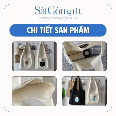 chi tiết Túi Canvas 2 Ngăn In Logo Quà Tặng Quảng Cáo SG-TV02