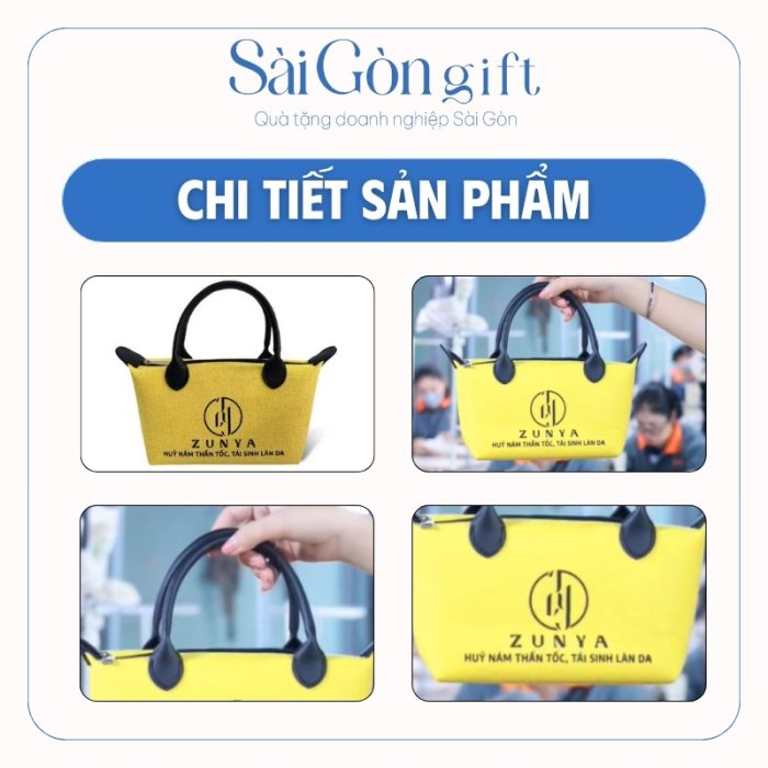 Ảnh thực tế túi vải đay và logo in trên bề mặt vải