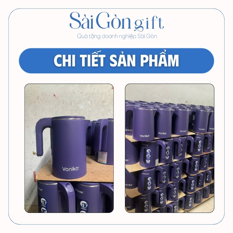 Ấm Siêu Tốc Màu Xanh Tím In Logo Quà Tặng Khách Hàng SG-AST01