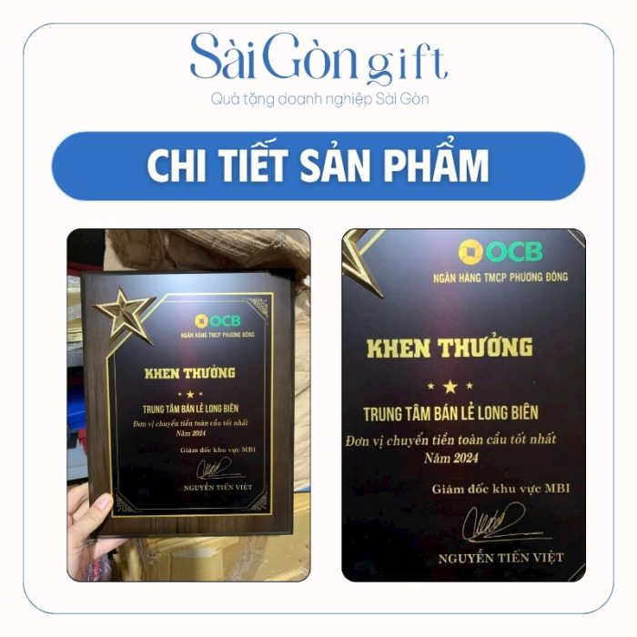 Biểu Trưng Khen Thưởng Gỗ Đồng In Logo Quà Tặng Kỷ Niệm SG-KNC13