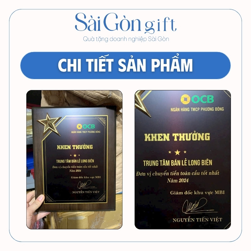 Biểu Trưng Khen Thưởng Gỗ Đồng In Logo Quà Tặng Kỷ Niệm SG-KNC13