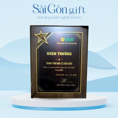 Biểu Trưng Khen Thưởng Gỗ Đồng In Logo Quà Tặng Kỷ Niệm SG-KNC13
