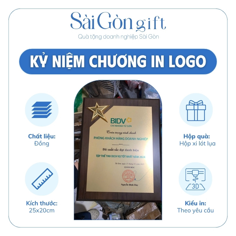 Bảng Vinh Danh Nhân Sự Gỗ Đồng In Logo Quà Tặng Kỷ Niệm SG-KNC14