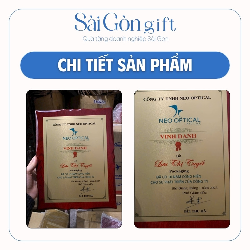 Biểu Trưng Vinh Danh Gỗ Đồng In Logo Quà Tặng Nhân Viên SG-KNC10