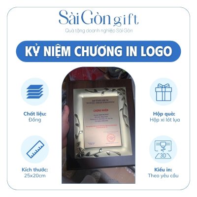 Bảng Vinh Danh Thành Tích Gỗ Đồng In Logo Quà Tặng Kỷ Niệm SG-KNC11