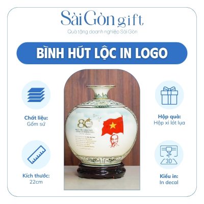 Bình Hút Lộc Kẻ Miệng Vàng Họa Tiết Xanh In Logo Quà Tặng Kỷ Niệm SG-BHL11