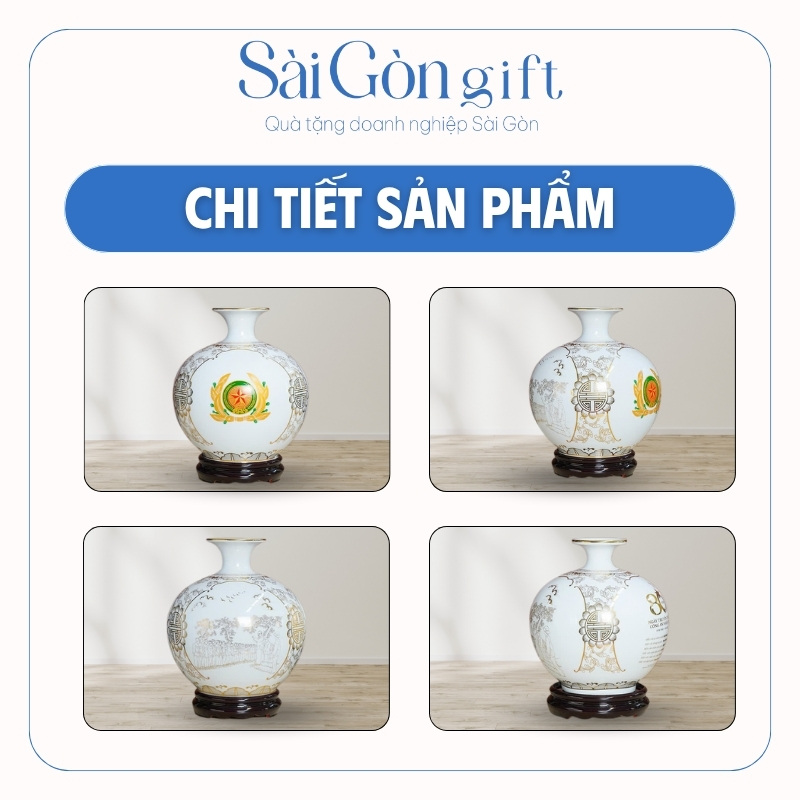 Bình Hút Lộc Kẻ Miệng Vẽ Vàng Kim Ba Mặt In Logo Quà Tặng Kỷ Niệm SG-BHL10