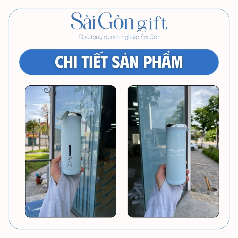 Bình Nước Thủy Tinh Bọc Nhựa Màu Xanh Ngọc In Logo Quà Tặng Ngành Du Lịch SG-BGN23