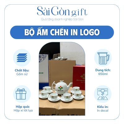 Bộ Trà Dáng Cành Bưởi In Logo Quà Tặng Đối Tác SG-AC14
