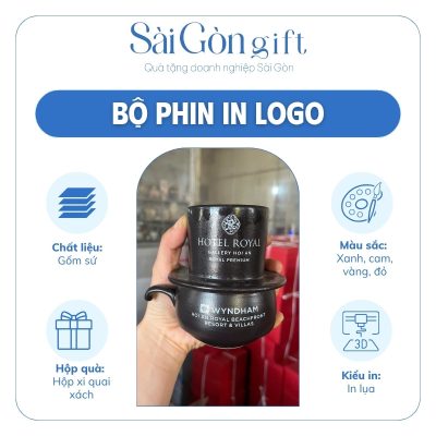 Bộ Phin Cà Phê Sứ Bát Tràng Nhiều Màu In Logo Quà Tặng Khách Hàng SG-BP01