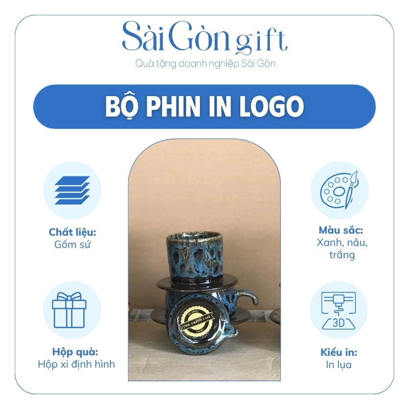 Bộ Phin Cà Phê Men Hỏa Biến In Logo Quà Tặng Khách Hàng SG-BP03