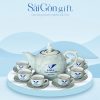 Bộ Ấm Chén Dáng Bưởi Lửa Vẽ Tay Hoa Văn In Logo Quà Tặng Y Tế SG-AC20