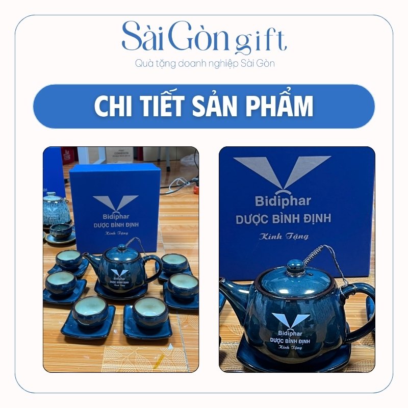 Bộ Trà Men Hỏa Biến Xanh In Logo Quà Tặng Khách Hàng SG-AC17